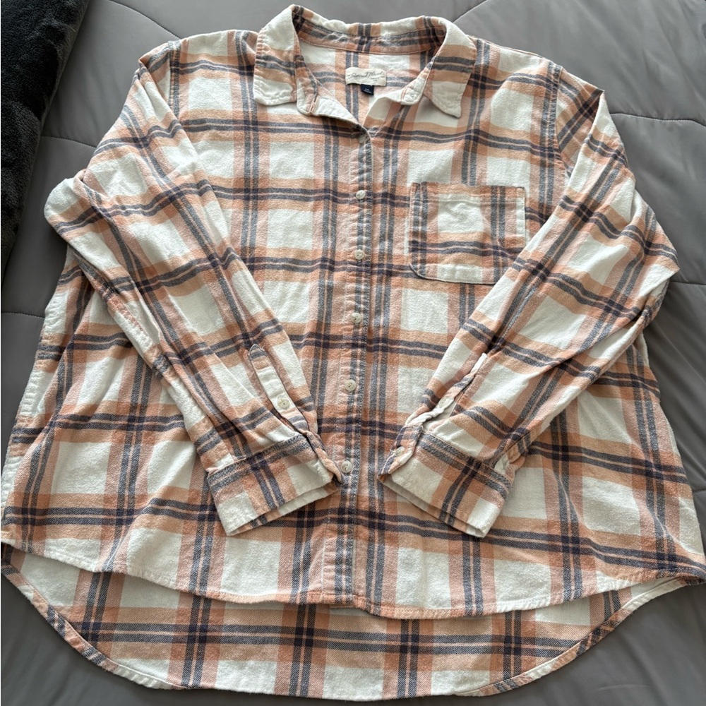 Universal Thread peach and white Plaid Shirt